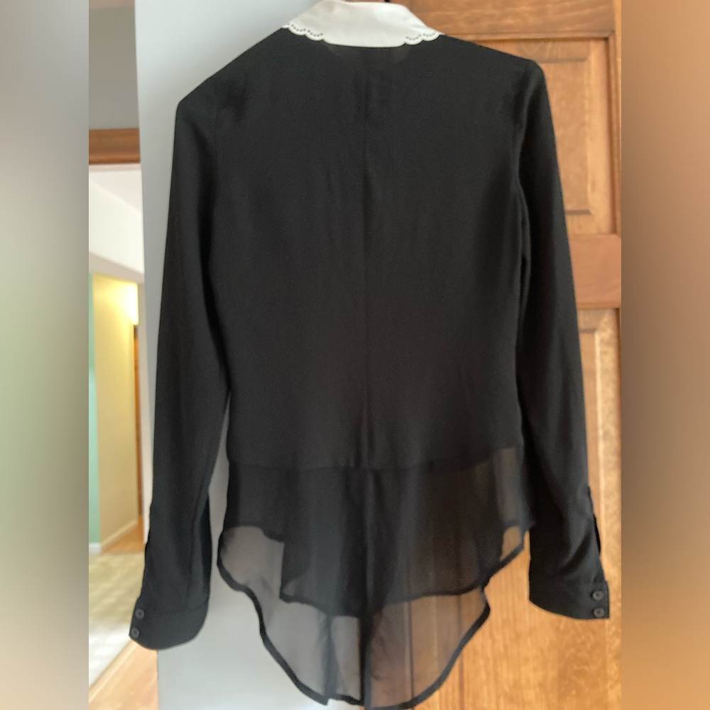 Whimsigoth Black Top with White Cutout Vegan leather Collar XS - Picture 2 of 4